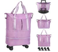 VOOWO Rolling Duffle Bag with Wheels, Expandable Foldable Duffel Bag with Wheels for Travel, Rolling Luggage Carry on Duffel Bags, Wheeled Travel Duffle Bags, Large Weekend Bag for Women (Purple)