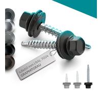 VOOXA - 50 tornillos autoperforantes de chapa trapezoidal, 4,8 x 60 mm, con arandela de sellado EPDM, acero con cinta, color gris grafito, cabeza hexagonal SW8