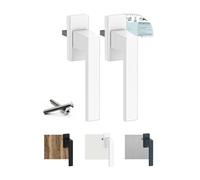 VOOXA Exclusivo 2 Tiradores de ventana de aluminio blanco RAL9016 35 mm | Función basculante | para ventanas y puertas de terraza/balcón de madera, KS o aluminio | | ergonómico y agradable al tacto