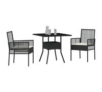 Vopese Bel Au?en Model3334923 - Juego de comedor de jardín (3 piezas, polirratán), color negro