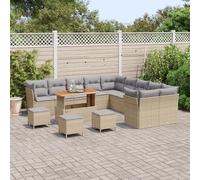 Vopese Bel Au?en Model3361552 - Juego de sofás de jardín con cojín (14 piezas, polirratán, acacia, 4 piezas, cojín beige de polirratán, con cojín), color beige