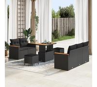 Vopese Bel Au?en Model3364939 - Juego de sofás de jardín con cojines (8 piezas, polirratán, acacia, cojines negros, polirratán, acacia, 3 unidades), color negro