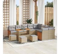 Vopese Bel Au?en Model3365302 - Juego de sofás de jardín con cojín (13 piezas, polirratán, acacia, 4 piezas, cojín beige de polirratán, con cojín), color beige