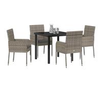 Vopese Bel Au?en Model3380107 - Juego de comedor de jardín con cojín (5 piezas, polirratán), color gris