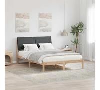 Vopese Cabecero de Cama Moderno de Pino Macizo con Acabado Mate Rústico, 217x165,5x93,5 cm, Negro y Gris Oscuro, Soporte para 2 Personas