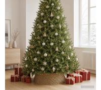 Vopese Collar para Árbol de Navidad Redondo Natural 105 x 28 cm de Fibra de Seagrass con Marco de Metal y Diseño Modular para Fácil Almacenamiento en Interiores y Exteriores Protegidos