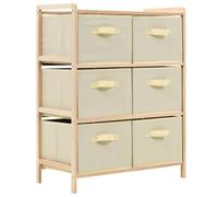 Vopese Estante de Almacenamiento de Madera de Cedro con 6 cestas de Tela, Beige, 59x28x75 cm, Capacidad 2 kg por Cesta, para hogar y Oficina