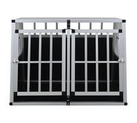 Vopese Jaula para Perro de Aluminio y MDF, Plateada, 94x88x69 cm, Doble Puerta