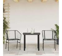 Vopese Juego de comedor de jardín de 3 piezas de cristal negro de polirratán Terassenm?Bel Au?en Model3334583