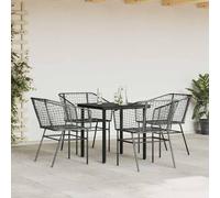 Vopese Juego de comedor de jardín de 5 piezas de cristal negro de polirratán Terassenm?Bel Au?en Model3334584