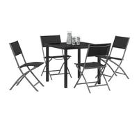Vopese Juego de comedor de jardín de 5 piezas - Textileno negro y acero Terassenm?Bel Au?en Model3379374