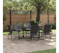 Vopese Juego de comedor de jardín de 9 piezas con cojines de acero y textilene Terassenm?Bel Au?en Model3335859