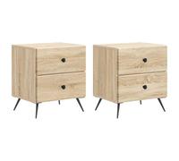 Vopese Mesa de Noche Roble Sonoma con 4 Cajones para Espacios Pequeños y Gran Almacenamiento - Madera de Ingeniería