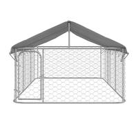 Vopese Perrera para perros al aire libre plateada, acero galvanizado, 100% polietileno, 400 x 200 x 150 cm, para seguridad y juego Model171499