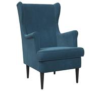 Vopese Sillón Moderno de Terciopelo Azul con Estructura de Metal y Cojín Extraíble - 65x79x100 cm para Sala de Estar y Dormitorio