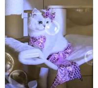 Vopetroy Cat Mermaid Costume, Mermaid Costume for A Small Dog or Cat, Halloween Clothes for Cat Sequin Mermaid Small Cat Party Outfit Funny Pet Costumes (X-Large,Purple)