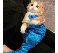 Vopetroy Cat Mermaid Costume, Mermaid Costume for A Small Dog or Cat, Halloween Clothes for Cat Sequin Mermaid Small Cat Party Outfit Funny Pet Costumes (X-Large,Blue)