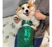 Vopetroy Cat Mermaid Costume, Mermaid Costume for A Small Dog or Cat, Halloween Clothes for Cat Sequin Mermaid Small Cat Party Outfit Funny Pet Costumes (Medium,Green)
