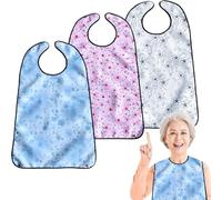 VOPHIA Paquete de 3 baberos para adultos, lavables, reutilizables, impermeables, protectores de ropa con recogedor opcional de migas (refrescante)