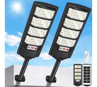 VOPHICHO Farolas Solares Exterior, 6500K Focos Solar LED Jardín con Sensor de Movimiento y Control Remoto, IP66 Impermeable Lampara Solar Exterior Luz de Seguridad para Garage Patio Calle, 2 Pack