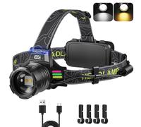 VOPHICHO Linterna Frontal Alta Potencia Recargable Super Brillante 90000LM Zoombar Linterna Cabeza con Sensor, 4 Modos IP67 Impermeable Luz Cálida Frontal LED, Batería de 7000mAh, para Cámping Pesca