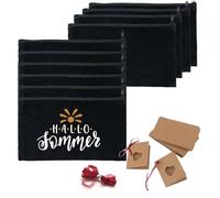 VOPIWOZ 10 bolsas de tela en blanco con cremallera, estuche en blanco con etiquetas de amor, bolsa de cosméticos portátil, estuche para lápices, Negro , Neceser de cosméticos