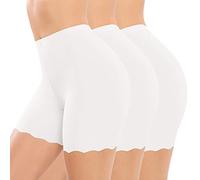Voqeen 3 Piezas Seda de Hielo Shorts Hipster para Mujer Mini Shorts Culotte para Mujer Mujeres Braguitas Short De Seguridad Shorts de Anti Rozaduras Calzoncillos (Tres Cuartos - Blanco*3, XL)