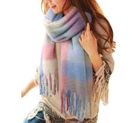 Voqeen Bufanda Mujer Invierno Grande Largas Fular Cuadros con Borlas Caliente Suave Chal Tartán Manta Moda Mantón Estolas Cálido