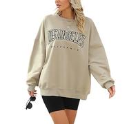 Voqeen Cuello Redondo Sudaderas para Mujer Gran Tamaño Manga Larga Casual Suelto Jersey Tops Los Ángeles Y2K Novio Tops Camiseta Invierno