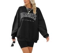 Voqeen Cuello Redondo Sudaderas para Mujer Gran Tamaño Manga Larga Casual Suelto Jersey Tops Los Ángeles Y2K Novio Tops Camiseta Invierno