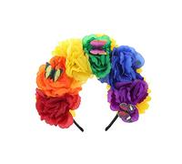 VOQGHTU Corona de flores mexicana, diadema para Halloween, fiesta, accesorio de disfraces, día de los muertos, tocado gótico, accesorio para el pelo, Halloween, día de los muertos, corona gótica