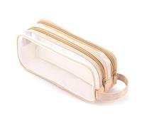 Voragrl 1 estuche de de rejilla con 2 compartimentos para bolígrafos, bolsa transparente de mano multifunción para adolescentes, estudiantes, marrón , marrón