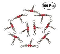 VORCOOL 100pcs 3 Vías de Pesca Giratorio Rodillo T Señuelo Giratorio 3 Vías Giratorio Pesca Accesorios (Rojo)
