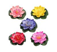 Vorcool 5Pcs Artificial Floating Water Lily EVA Lotus Flower Pond Decor 10cm Red Yellow Blue Pink Light Pink