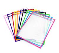Vordas 10 Piezas Resuable Dry Erase Pockets Papelería Suministros, Ideal para Uso en la Escuela o en el Trabajo (Colores Surtidos), 35.5×25.5 cm