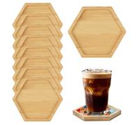 Vordpe 12 posavasos de mosaico de bambú, suministros de mosaico, bandejas de fondo vacías para manualidades, posavasos de madera para velas, plantas y vasos