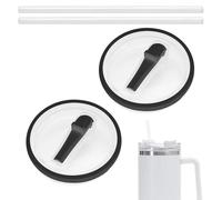 Vordpe 2 tapas de repuesto para vaso Stanley 40 oz, con paja, reutilizable, a prueba de fugas, tapa de pajita a prueba de salpicaduras, tapa de repuesto (negro)