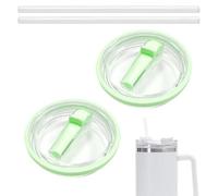 Vordpe 2 tapas de repuesto para vaso Stanley de 40 oz, con paja, reutilizable, a prueba de fugas, tapa de pajita a prueba de salpicaduras, tapa de repuesto (verde claro)