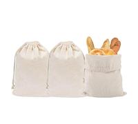 Vordpe 3 bolsas de pan de lino con cordón, reutilizables, para pan, baguette, frutas, verduras (30 x 40 cm)