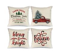 Vordpe 4 fundas de almohada de Navidad, cojín decorativo de invierno, lino decorativo para sofá, dormitorio, coche, Navidad Favor (45,7 x 45,7 cm)