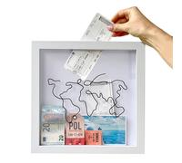 Vordpe Caja de almacenamiento de aventuras, cajas de recuerdos para recuerdos, caja de sombra de viaje, para colocar en la pared, marco de mapa del mundo (grande, 29 x 29 cm)