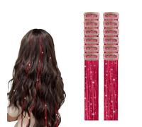 Vordpe Lot De 12 Extensions à Clipser En Forme De Guirlandes De Cheveux,MèChes ColoréEs De 55 Cm, Ensemble D'Extensions De SynthéTiques RéSistantes à La Chaleur (Rojo)