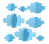 Vordpe Paquete de 16 nubes falsas para techo, decoraciones colgantes de nube 3D, accesorios de nube artificiales, adornos de nube para habitación de los niños, boda, decoración de escenario (azul)