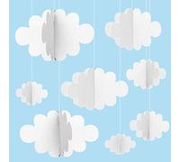 Vordpe Paquete de 16 nubes falsas para techo, decoraciones colgantes de nube 3D, accesorios de nube artificiales, adornos de nube para habitación de los niños, boda, decoración de escenario (blanco)