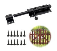 Vordpe Pestillo de perno de acero inoxidable 304, longitud 16 cm, grosor de 12 mm, cerrojo para puerta de jardín, color negro, con 12 tornillos, pestillo de puerta de acero inoxidable para puerta,