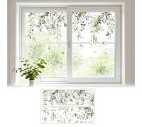 Vordpe Set de 2 adhesivos para ventana con vid colgante verde, imágenes para ventana de primavera, pegatinas de plantas para pared, pegatinas para ventana con hojas tropicales, decoración para ventana