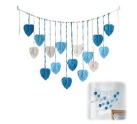 Vordpe Tapiz de pared de macramé, diseño de hojas bohemias, tejido grande, para mujeres, dormitorio, salón, habitación infantil, regalo decorativo (azul)
