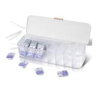 VORDRASSIL P-80 - Organizador diario de lentes de contacto con removedor y pinzas, dispensador de lentes desechable, caja de plástico transparente para todas las marcas (blanco)