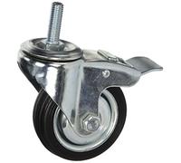 VOREL 87331 - vástago roscado rueda giratoria doble freno con 75mm de caucho negro