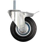 VOREL 87332 - vástago roscado rueda giratoria doble freno de 100 mm de caucho negro